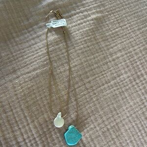 Gold and Blue Necklace with Elegant Pendant